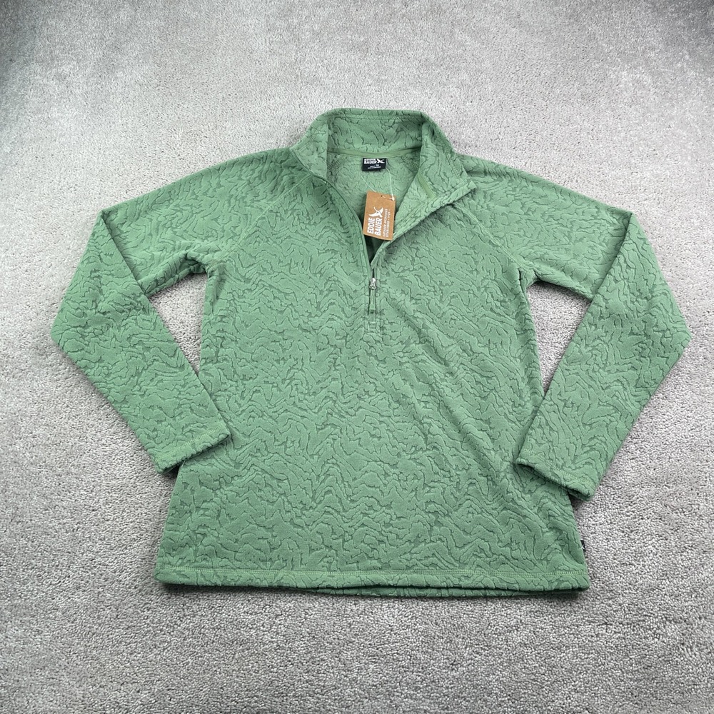 NEW Eddie Bauer Sweater Womens Medium Tall Green Quest Quarter Zip Fleece
